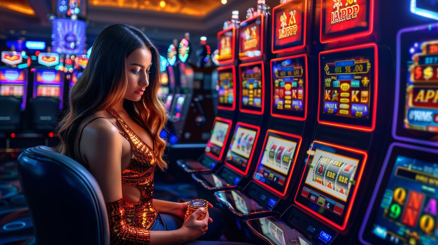 Layar large TV menampilkan acara casino-style games dengan grafis modern